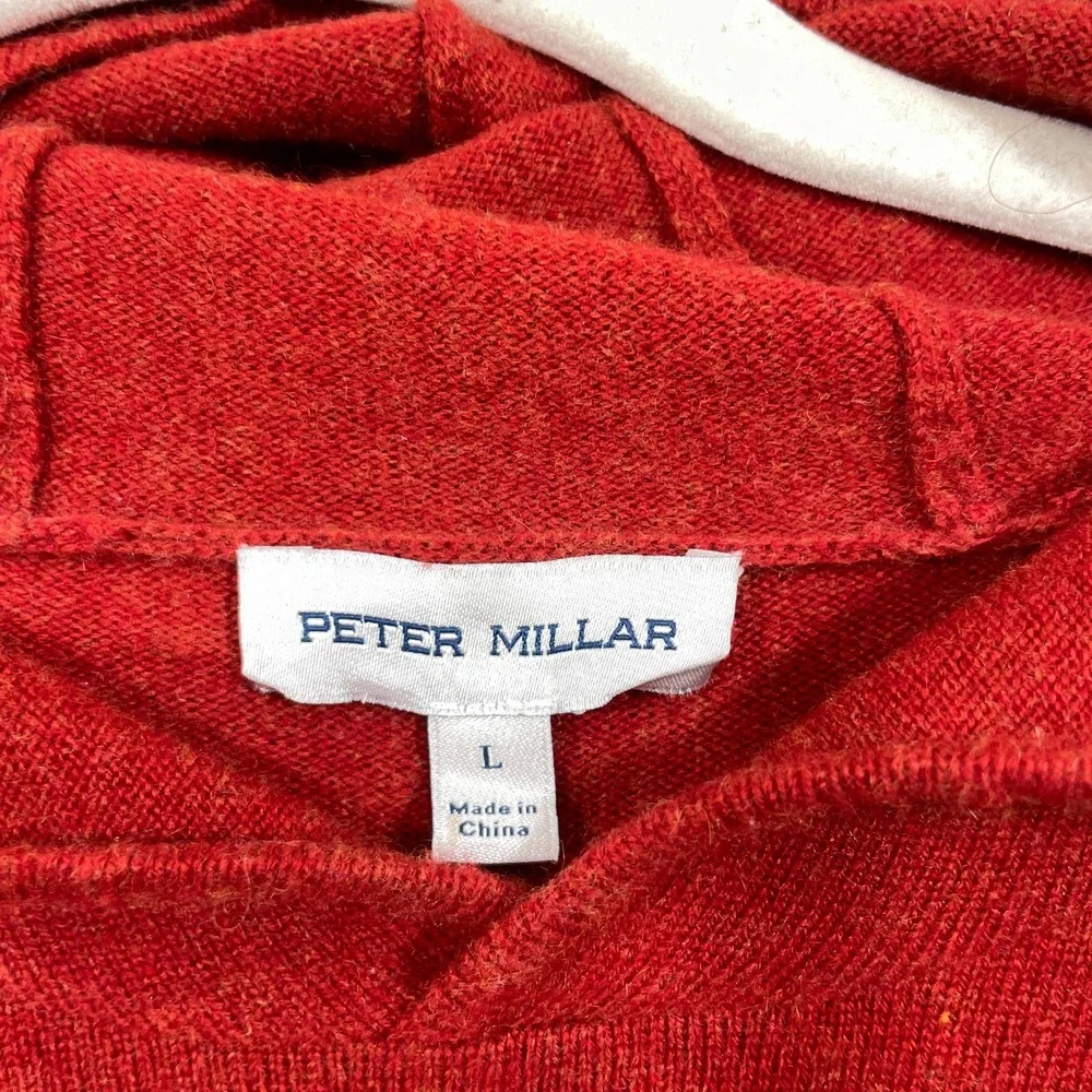 Peter Millar Hoodie Men Large Conway Cashmere Merino Wool Burnt Orange Pullover